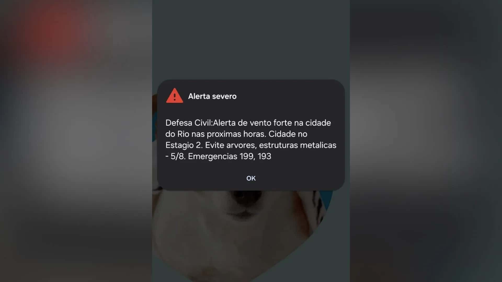 Alerta recebido por morador na zona Norte da cidade