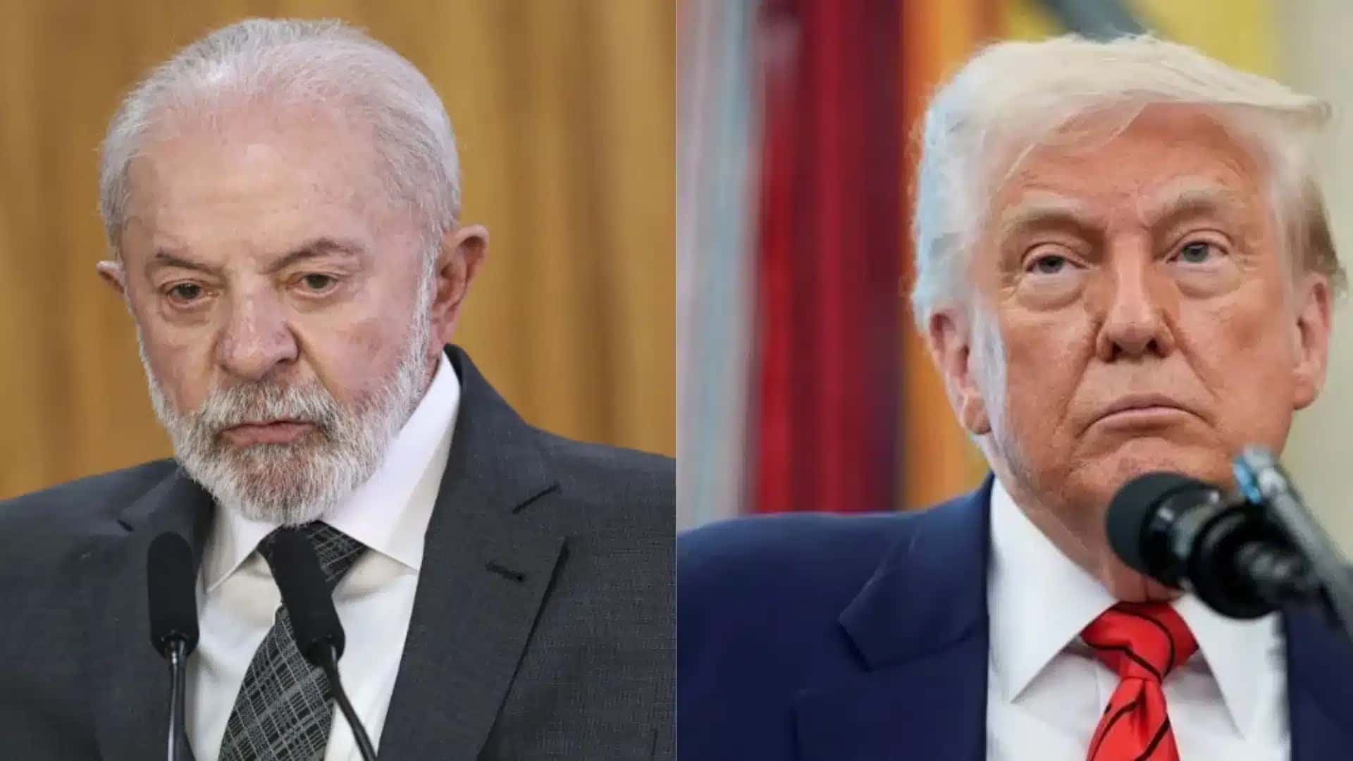 Presidente Luiz Inácio Lula da Silva (PT) à esquerda e presidente americano Donald Trump à direita