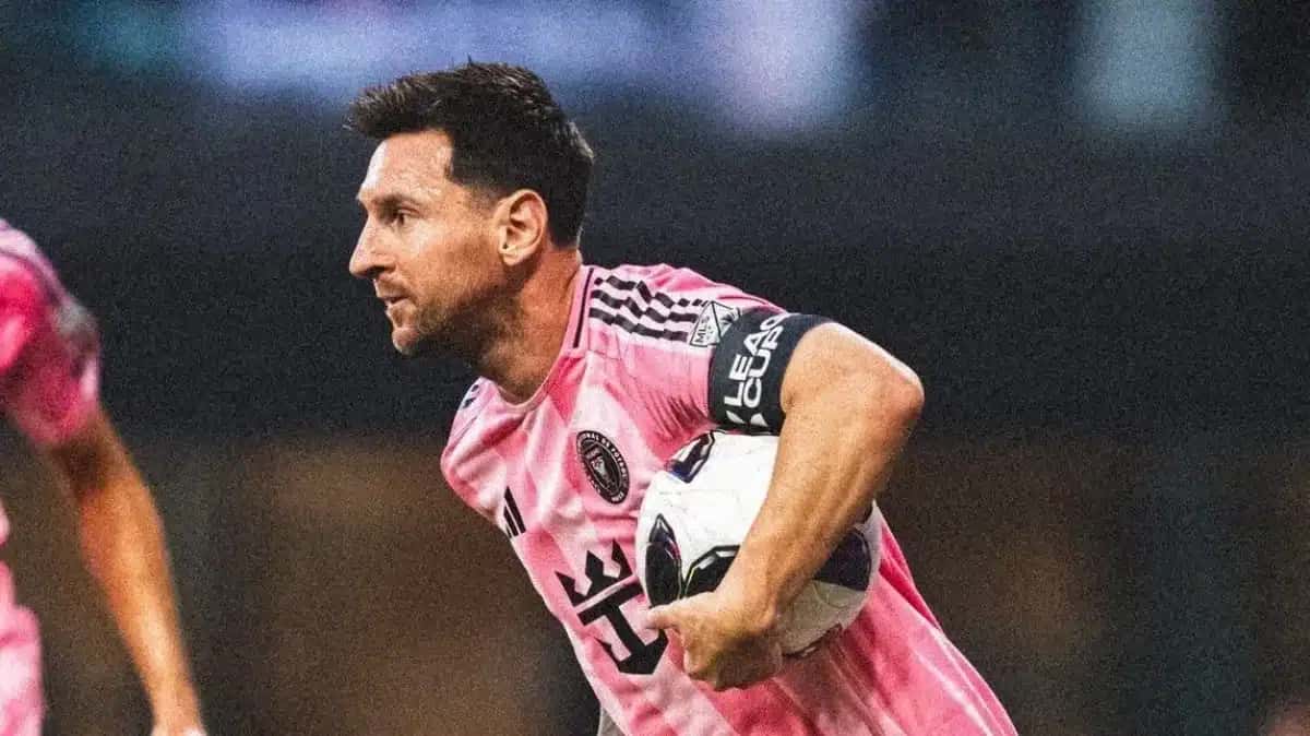 Lionel Messi comemora gol pelo Inter Miami contra o San Luis, em jogo da Leagues Cup